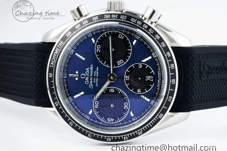 1227 SportInspired Speedmaster Racing Master SS HKF Best Edition Blue Black Dial on Black Rubber Strap A 7817